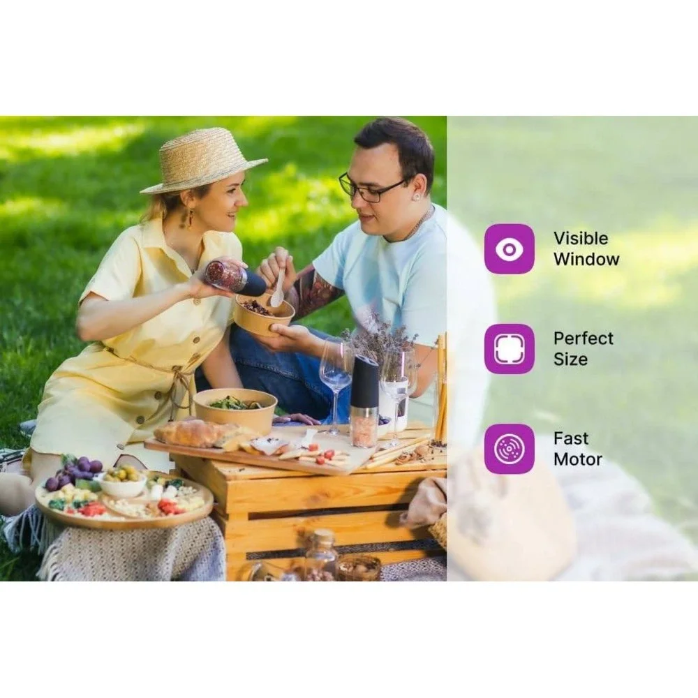 KSL Electric Gravity Grinder Set Automatic Salt Pepper Grinder LED Light‎